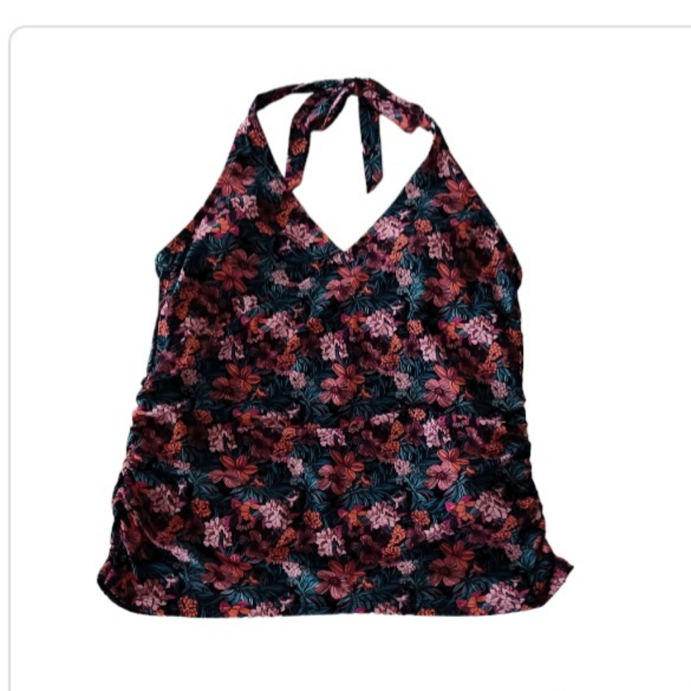 VENUS Hawaiian Hotties Floral Ruched Sides Halter Tankini Top, size 20